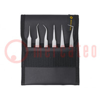 Kit: tweezers; for precision works; 6pcs.