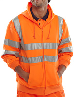 Beeswift Zip-Up Hooded Sweatshirt Orange XL