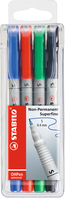 STABILO OHPen markeerstift 4 stuk(s) Zwart, Blauw, Groen, Rood