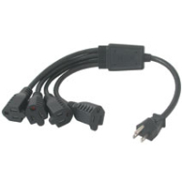 C2G 1-to-4 Power Cord Splitter 3ft Black 0.91 m NEMA 5-15P