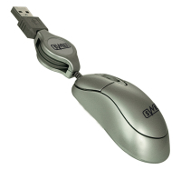 Sweex Mini Optical Mouse Retractable Cable USB Silver ratón USB tipo A Óptico 800 DPI