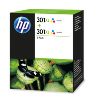 HP 301XL pack de 2 cartouches d'encre grande capacité trois couleurs authentiques