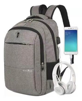 JLC Business Laptop Backpack with USB Charging Port - Light Grey