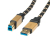 ROLINE 11.02.8903 kabel USB 3 m USB 3.2 Gen 1 (3.1 Gen 1) USB A USB B Czarny, Złoto