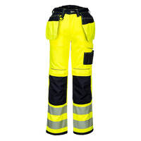 Warnschutz Bundhose PW306, Stretch, mit Holster, Wasserabw., Klasse 2, Gelb-Schwarz, Gr. 3XL