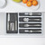 Relaxdays Besteckkasten für Schubladen, Besteckeinsatz für Kochbesteck, Schubladeneinsatz, HBT 4,5x33x40 cm, weiß/grau