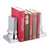 Relaxdays Buchstütze, 2er Set, Säulen Design, für Bücherregal, Bücherhalter HxBxT: 18 x 12,5 x 7 cm, Aluminium, silber