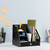 Relaxdays Schreibtisch-Organizer, 3 Schuber, 3 Ablagen, 2 Stifteköcher, 1 Schublade, Büro & Schule, DIY, MDF, schwarz