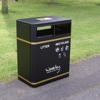 Middlesbrough Dual Litter & Recycling Bin - 160 Litre - 4 Apertures (2 Front, 2 Rear) - Green (PC6005)