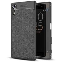 NALIA Leather Look Case compatible with Sony Xperia XZ, Silicone Ultra-Thin Protective Phone Cover Rubber-Case Gel Soft Skin Shockproof Slim Back Bumper Protector Smartphone Bac...