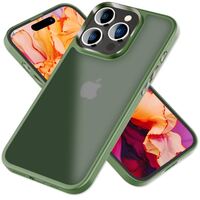 Hybrid Hülle für iPhone 15 Pro Max Frosted Case Schutz Rand Magnet Handyhülle Dunkel-Grün