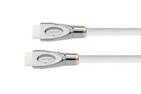 Anschlusskabel HDMI® 2.0 Kabel 4K2K / UHD 60Hz, 24K vergoldete Kontakte, OFC, Nylongeflecht weiß, 1m