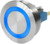 Drucktaster, 1-polig, silber, beleuchtet (blau), 3 A/250 V, Einbau-Ø 30 mm, IP67