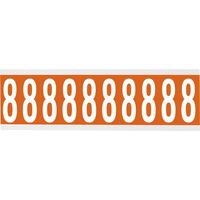 Identical numbers and letters on one card for indoor use 22.00 mm x 57.00 mm CNL2O 8, Orange, White, Rectangle, Removable, Vinyl, Matte, Self Adhesive Labels