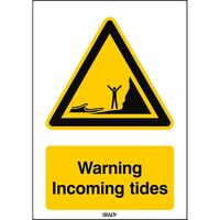 ISO Safety Sign - Warning , Incoming tides ,