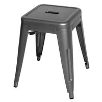 Gun Metal Grey Bistro Low Stool Dining Cafe Chair Buffet Kitchen 4pc