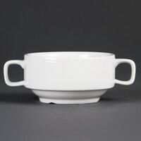 Olympia Whiteware Soup Bowls with Handles - Porcelain - 400ml 115mm/ 4 1 / 2"