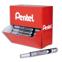 PENTEL Pack présentoir de 36 marqueurs effaçable à sec MAXIFLO. Pointe moyenne. Noir (30+6 gratuits)