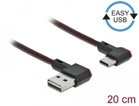Delock EASY-USB 2.0 kábel A-típusú csatlakozódugó - USB Type-C csatlakozódugó, ívelt bal / jobb, 0,