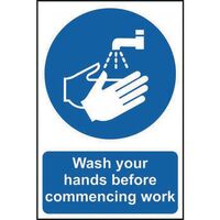Wash your hands before commencing work sign