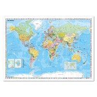 Térkép STIEFEL A föld országai 100 x 140 cm fémléces fóliás zászlókkal