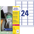 Ultra-Resistente Folien-Etiketten, A4, 63,5 x 33,9 mm, 40 Bogen/960 Etiketten, weiß