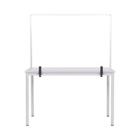 Trennwand, Spritzschutz Glastafel mit Metallklammern zum Befestigen am Tisch, mit silbernem Aluminiumrahmen, 104 x 70 cm