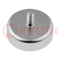 Magnet: permanent; hard ferrite; H: 6mm; 30N; Ø: 20mm; Ext.thread: M3