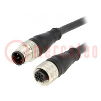 Cable: for sensors/automation; PIN: 5; M12-M12; 2m; plug; plug; 60V