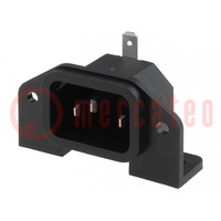 Connector: AC supply; socket; male; 10A; 250VAC; IEC 60320; THT