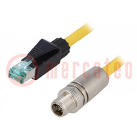 Connecting cable; 1m; Connection: M12 male straight / RJ45