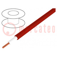 Vezeték; 1x1mm2; sodrat; OFC; PVC; piros; 49V; -15÷70°C; 100m