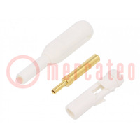 Socket; 2mm banana; 38.2mm; white; soldered,crimped; insulated
