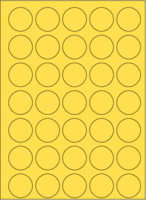 Etiketten - Gelb, 3.8 cm, Papier, Selbstklebend, Für innen, Rund, DIN A4