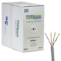 Cablenet Cat5e Grey U/UTP PVC 24AWG Solid CPR Eca Cable 305m Reelex Box