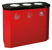 Sixco Recycling-Station-3fach mit touchless-Funktion, rubinrot