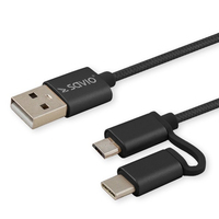 Savio CL-128 USB-kabel USB 2.0 1 m USB A USB C/Micro-USB A Zwart