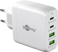 Goobay 64818 Caricabatterie per dispositivi mobili Cuffie, Computer portatile, Smartphone Bianco AC Ricarica rapida Interno
