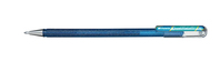 Pentel Hybrid Dual Metallic Stylos à encre gel avec bouchon Fin Bleu, Vert, Métallique