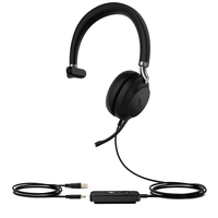 Yealink UH38 Mono Teams Zestaw słuchawkowy Przewodowy i Bezprzewodowy Opaska na głowę Połączenia/muzyka USB Type-C Bluetooth Czarny