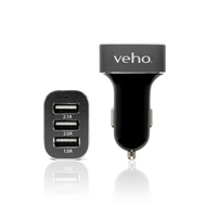 Veho VAA-010 mobiltelefon töltő Okostelefon, Táblagép Fekete, Szürke Szivargyújtó, USB Automatikus