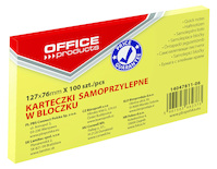 Bloczek samoprzylepny OFFICE PRODUCTS, 127x76mm, 1x100 kart., pastel, jasnożółty