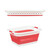 Relaxdays Faltbarer Wäschekorb mit Griffen, Kunststoff & Silikon, platzsparende Wäschewanne, HBT 27x61x45,5 cm, rot