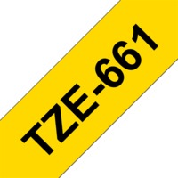BROTHER szalag TZe-661, Sárga alapon Fekete, Laminált, 36mm 1.4", 8 méter