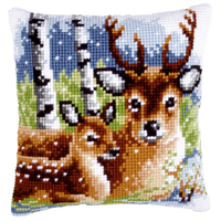 Cross Stitch Kit: Cushion: Deer Family