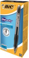 Bic Gel-ocity Grip Retractable Gel Rollerball Pen Black 0.7mm Tip 0.3mm Line (Pack 12)