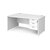 Maestro 25 left hand wave desk 1600mm wide with 3 drawer pedestal - white top wi
