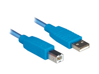 Anschlusskabel USB 2.0 Stecker A an Stecker B, blau, 5m, Good Connections®