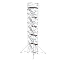 Rollgerüst 1,35x1,80 m mit Schrägaufstiegen & Ausleger, Plattformhöhe 10,35 m