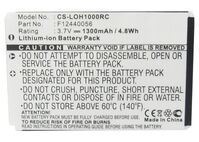 Battery for Remote Control 4.81Wh Li-ion 3.7V 1300mAh White Grey for Logitech Remote Control C-LR65, C-RL65, Harmony 1000 Remote, Zubehör für Fernbedienung